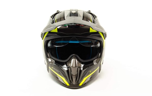 Шлем мото мотард GTX 690 #5 (L) GREY/FLUO YELLOW BLACK