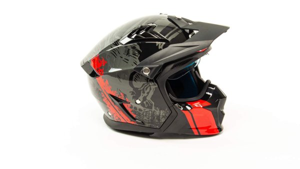 Шлем мото мотард GTX 690 #3 (M) BLACK/GREY RED